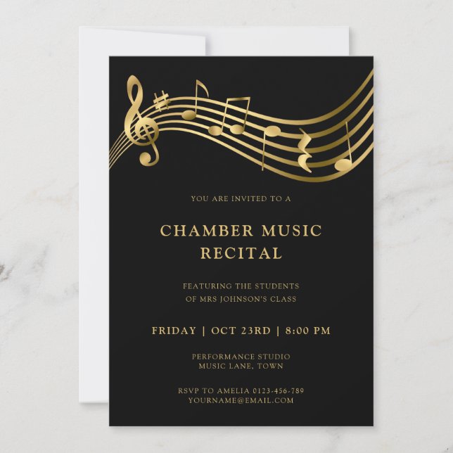 Mall för konsertinbjudan Musiknoter Elegant inbjud (Framsida)