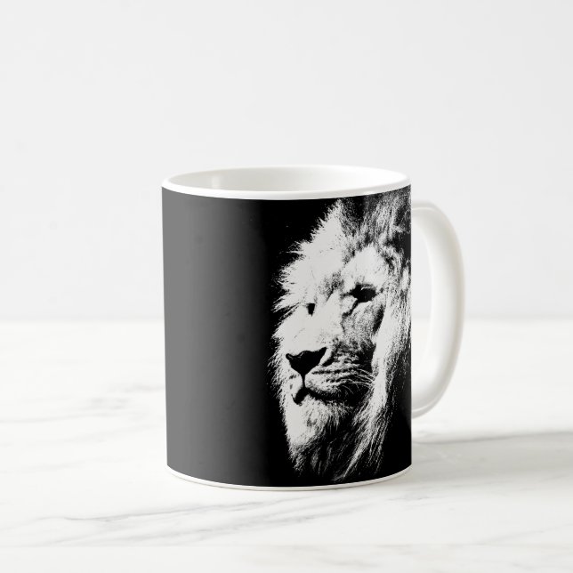 Mall för Lejona djur i Ansikte Kung Kaffemugg (Framsida höger)