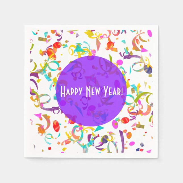 Mall för Lila av färgat konfetti konst-Tillfällen Pappersservett (Framsidan)