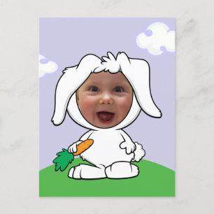 Mall för Ljuny Bunny Rabbit Photo Ansikte Vykort
