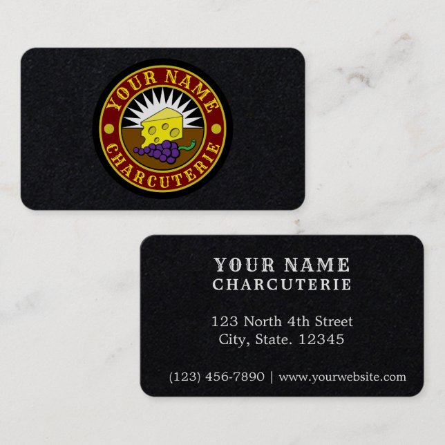 Mall för Logotyp av ost och druvor Visitkort (Fram/baksida)