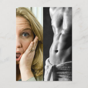 Mall för Lusnyare Ansikte Woman och Hunk Guy Abs Vykort