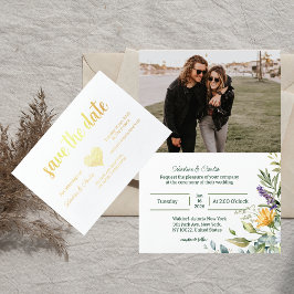 Mall för mappad Bröllop spara datum Folierat Kort