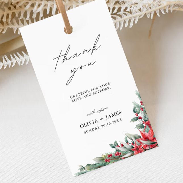 Mall för Märkre av julbröllop. Presentetikett (Christmas Wedding Favor Tag Template,)