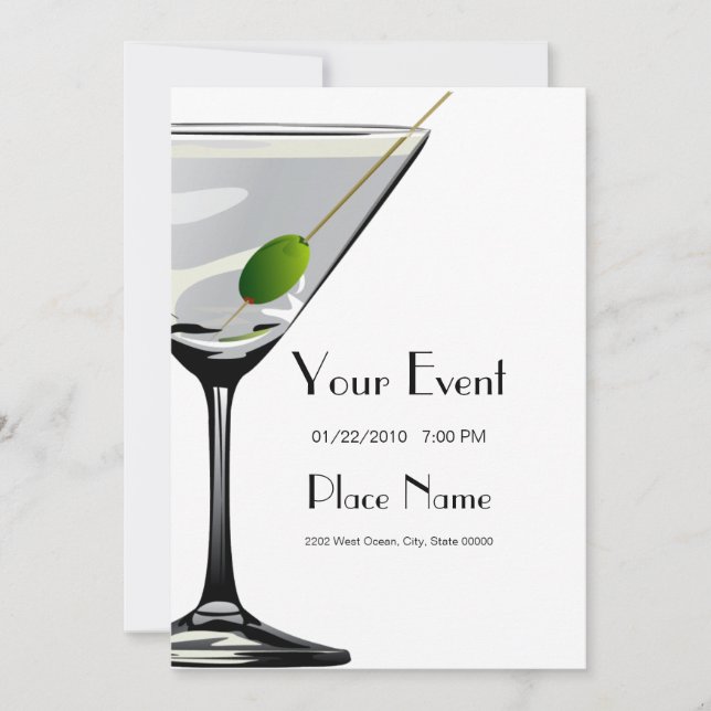 Mall för Martini Cocktails-inbjudan (Framsida)