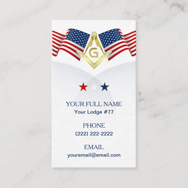 Mall för Masonic Business Card för veteraner Visitkort (Framsida)