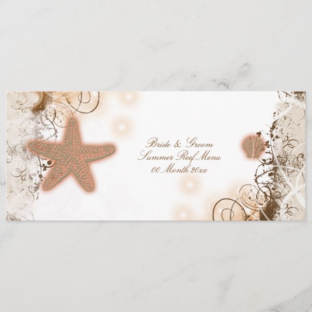 Mall för meny för ~ för strandtemabröllop (Framsida)