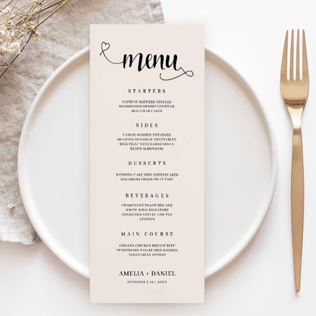 Mall för menykort för Sage Boho Bröllop (Sage Boho Wedding Menu Cards Template)