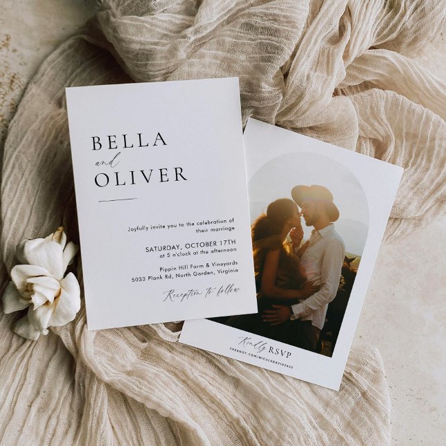 Mall för minimalistisk bröllopsinbjudan med foto (Skapare uppladdad)
