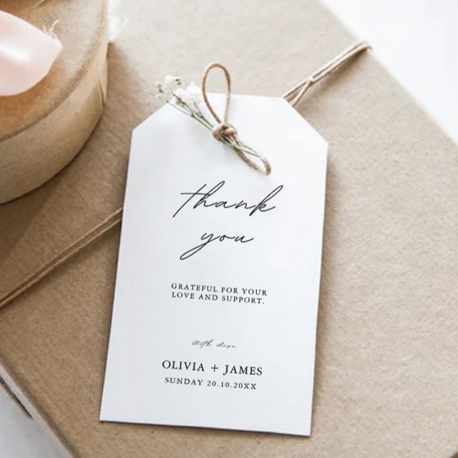 Mall för minimalistisk Märkre av bröllopsförmån. Presentetikett (Minimalist Wedding Favor Tag Template,)