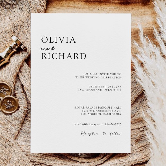 Mall för minimalistiska Bröllopsinbjudningar (Minimalist Wedding Invites Template)