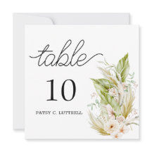 Mall för minimalistiskt Pampas Bröllop-Bordsnummer