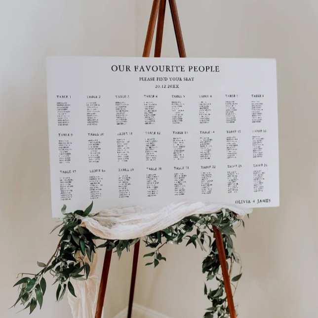 Mall för minimalistiskt sittdiagram för Bröllop Poster (Minimalist Wedding Seating Chart Template)