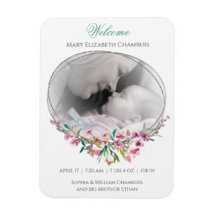 Mall för minnesfödelse för Cherry Blommar Photo Te Magnet