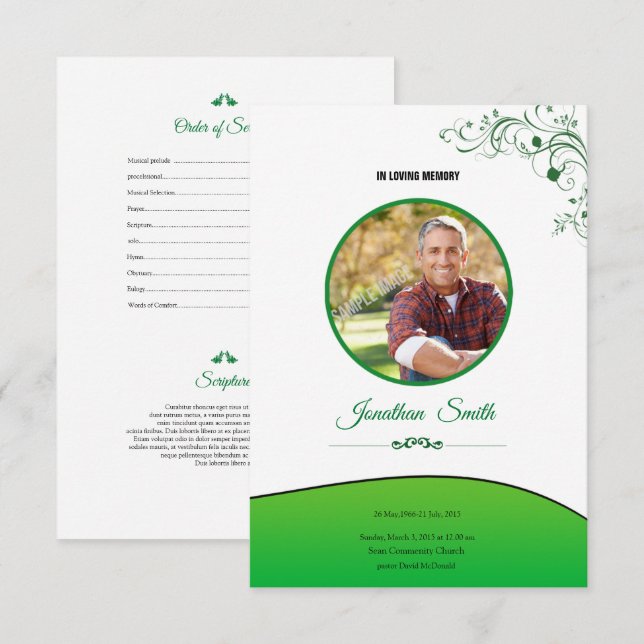 Mall för minnesfunktionskort (Fram/baksida)