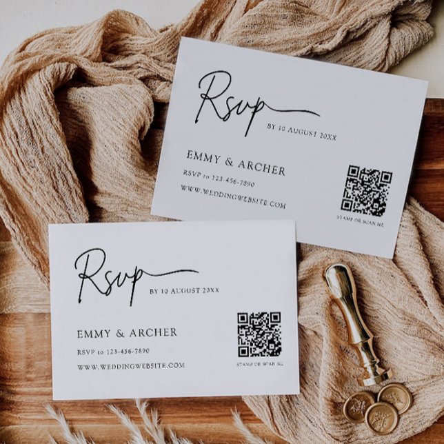 Mall för minsta Bröllop OSA-kort (Minimalist Wedding RSVP Card Template)