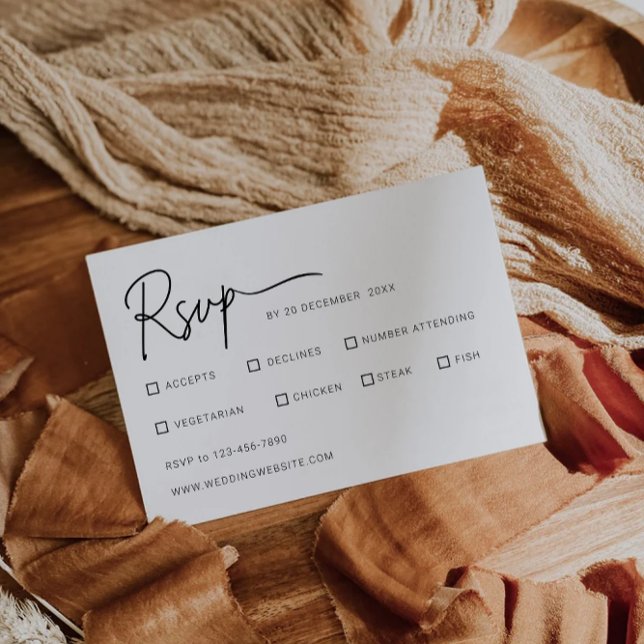 Mall för minsta Bröllop OSA-kort (Minimalist Wedding RSVP Card Template)