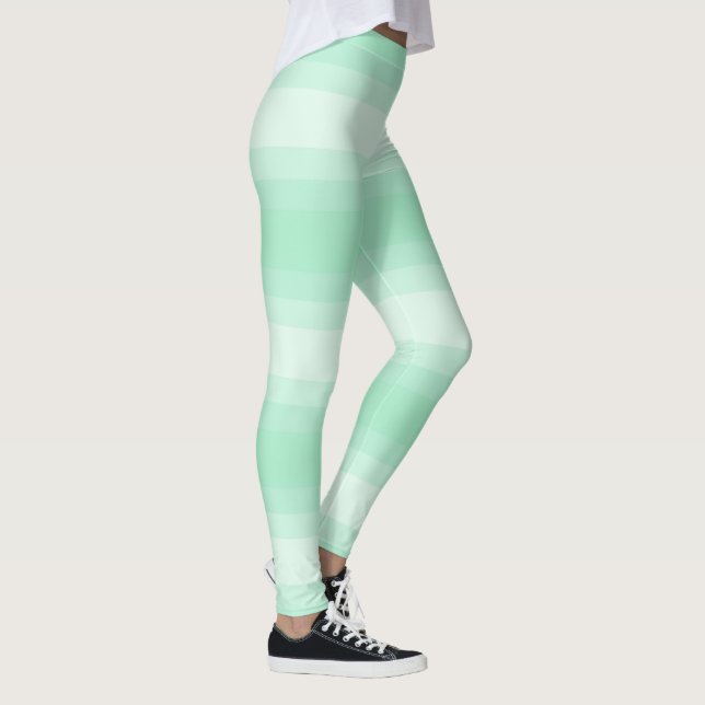 Mall för Mint Grönt White Rand Trendig Modern Leggings (Höger)