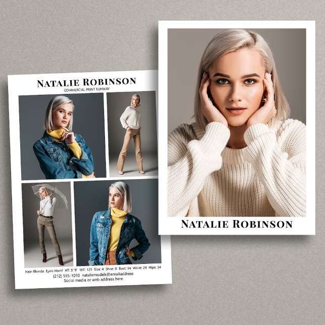 Mall för modell av fotoportfölj 5 - komp-kort (Available in high quality print or digital download for quick messaging, email or self printing.)