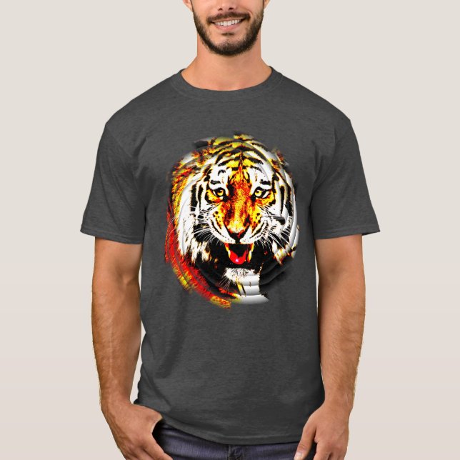 Mall för modern Elegant för trendigets tiger-huvud T Shirt (Framsida)