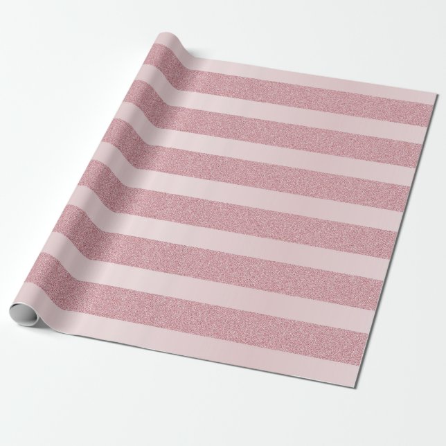 Mall för modern Elegant i Ro Guld Glitter Presentpapper (Utrullad)