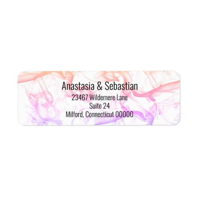 Mall för modern färggrafik regnbåge Mist Bröllop Returadress Etikett (Framsidan)