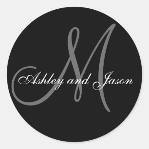 Mall för monogram Namn för favoritetikett för bröl Runt Klistermärke