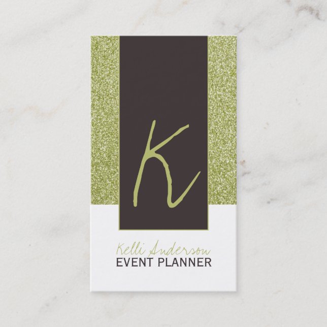 Mall för Monogramglittervisitkort Visitkort (Framsida)