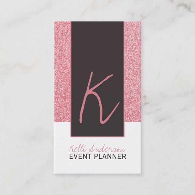 Mall för Monogramglittervisitkort Visitkort (Framsida)