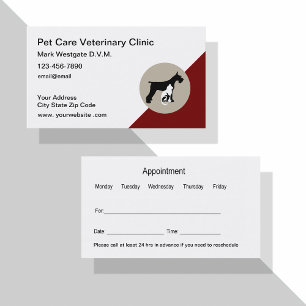 Mall för Möte Affärskort för veterinärer Visitkort