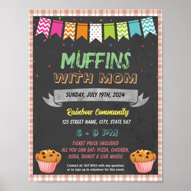 Mall för muffins med Mamma-händelse Poster (Framsidan)