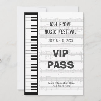Mall för musikfestival Pass Piano Tangentbord tema