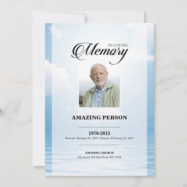 Mall för Ocean Funeral Prayer Card (Framsida)