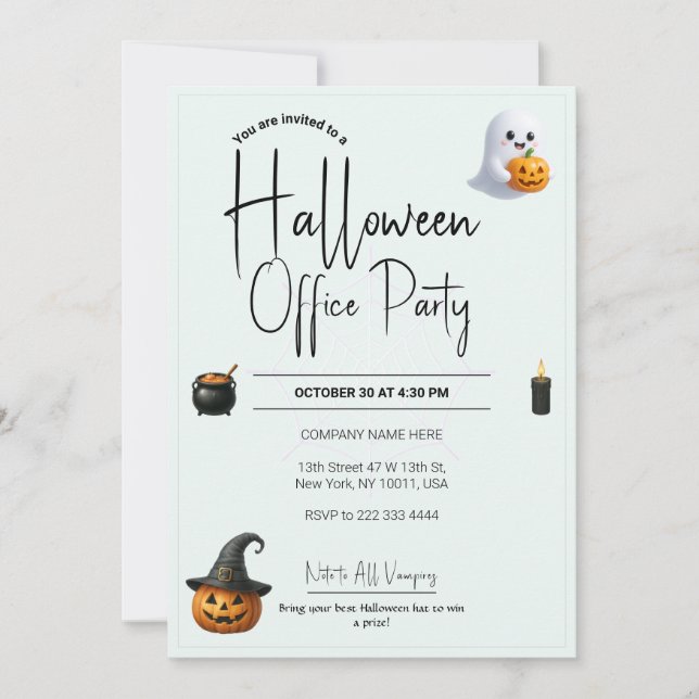 Mall för Office Halloween-inbjudningar och inbjuda (Framsida)