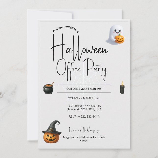Mall för Office Halloween-inbjudningar och inbjuda (Framsida)