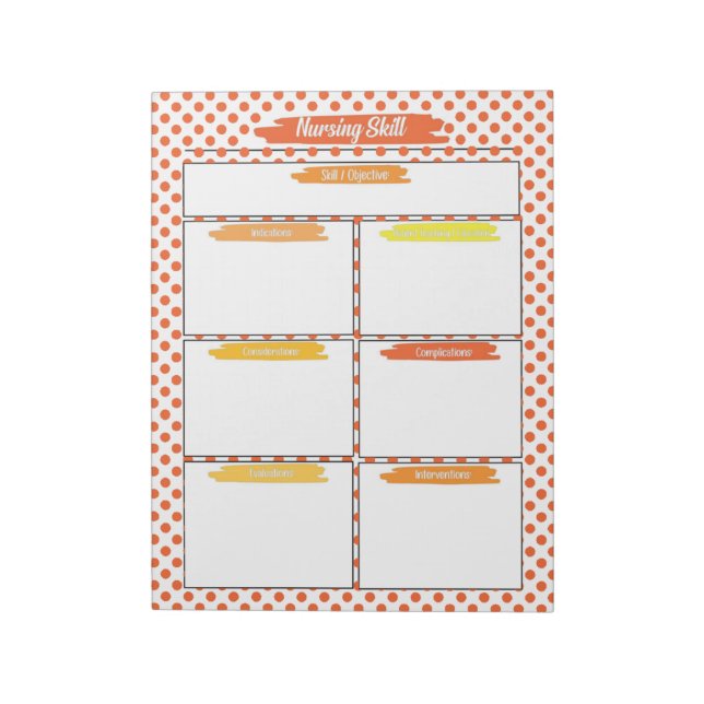 Mall för orange-Student-färdigheter Anteckningsblock (Roterad)