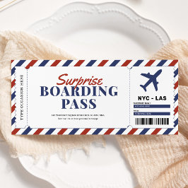 Mall för överraskande boardingpass Flygplan Gift B