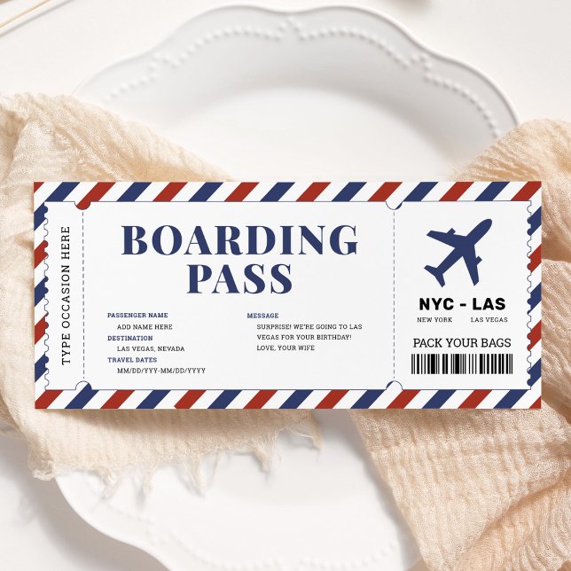Mall för överraskande boardingpass Flygplan Gift B (Skapare uppladdad)