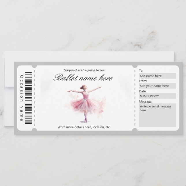 Mall för överraskning av Ballet Biljett Gift (Framsida)