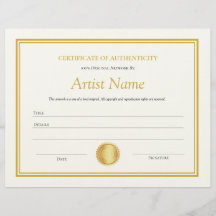 Mall för Pappert äkthetscertifikat för guld