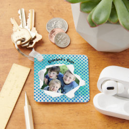 Mall för Pappra foto-blå punkter för Hål i anpassn Nyckelring