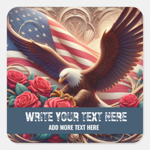 Mall för patriotisk amerikansk flaggörad sticker fyrkantigt klistermärke