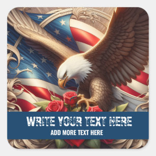 Mall för patriotisk amerikansk flaggörad sticker fyrkantigt klistermärke