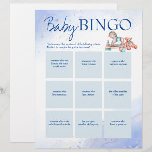 Mall för personlig av babyblått bingo-spel brevhuvud