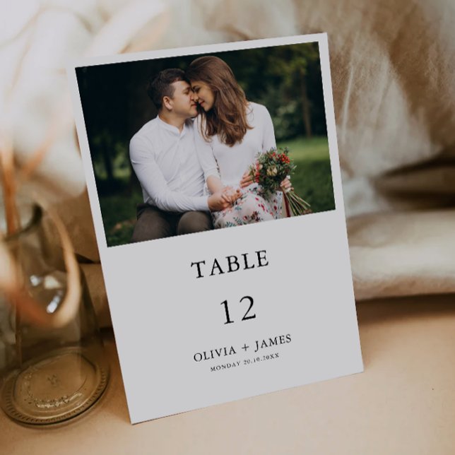Mall för Photo Bröllop Bord-kort (Minimalist Wedding Table Cards Template)