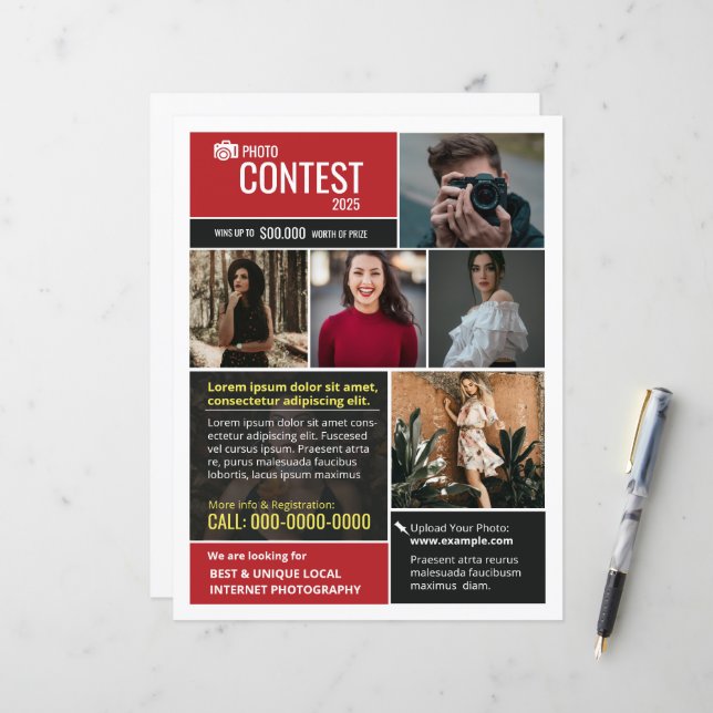 Mall för Photo Tävling Flyer (Fram/Back In Situ)
