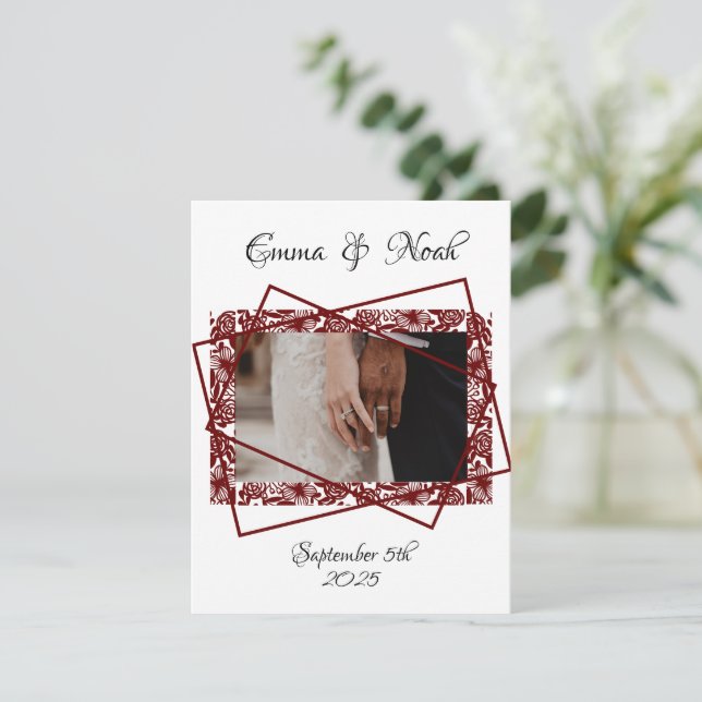 Mall för platta fotomaron Bröllop - tackkort (Stående Fram)