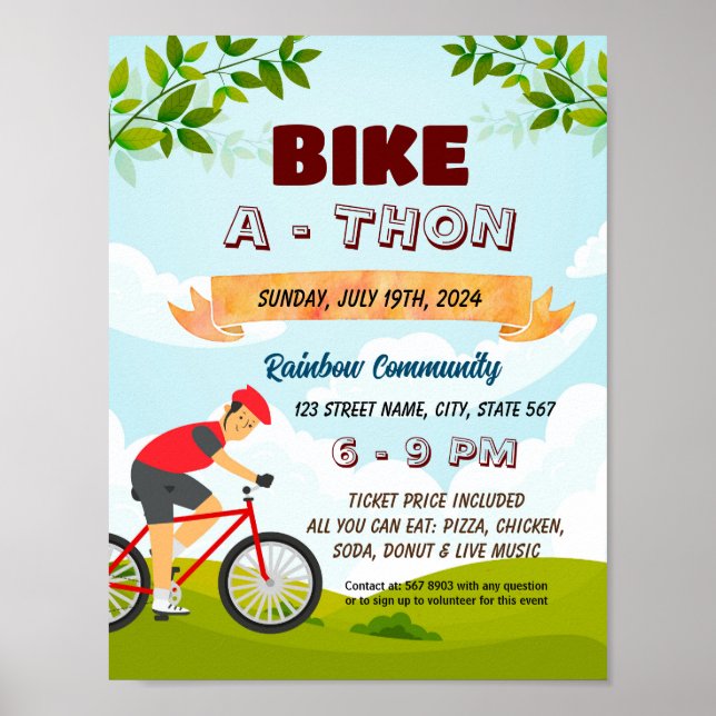 Mall för poster av Bike-a-Thon-insamlare (Framsidan)