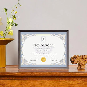 Mall för redigerbar Blue HonorRoll-certifikatmall