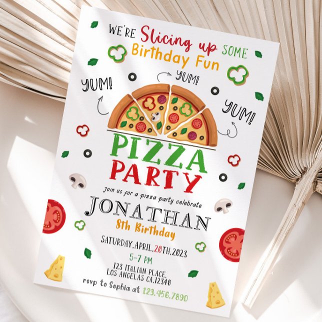 Mall för redigerbar inbjudan till Pizza Party-föde (Skapare uppladdad)